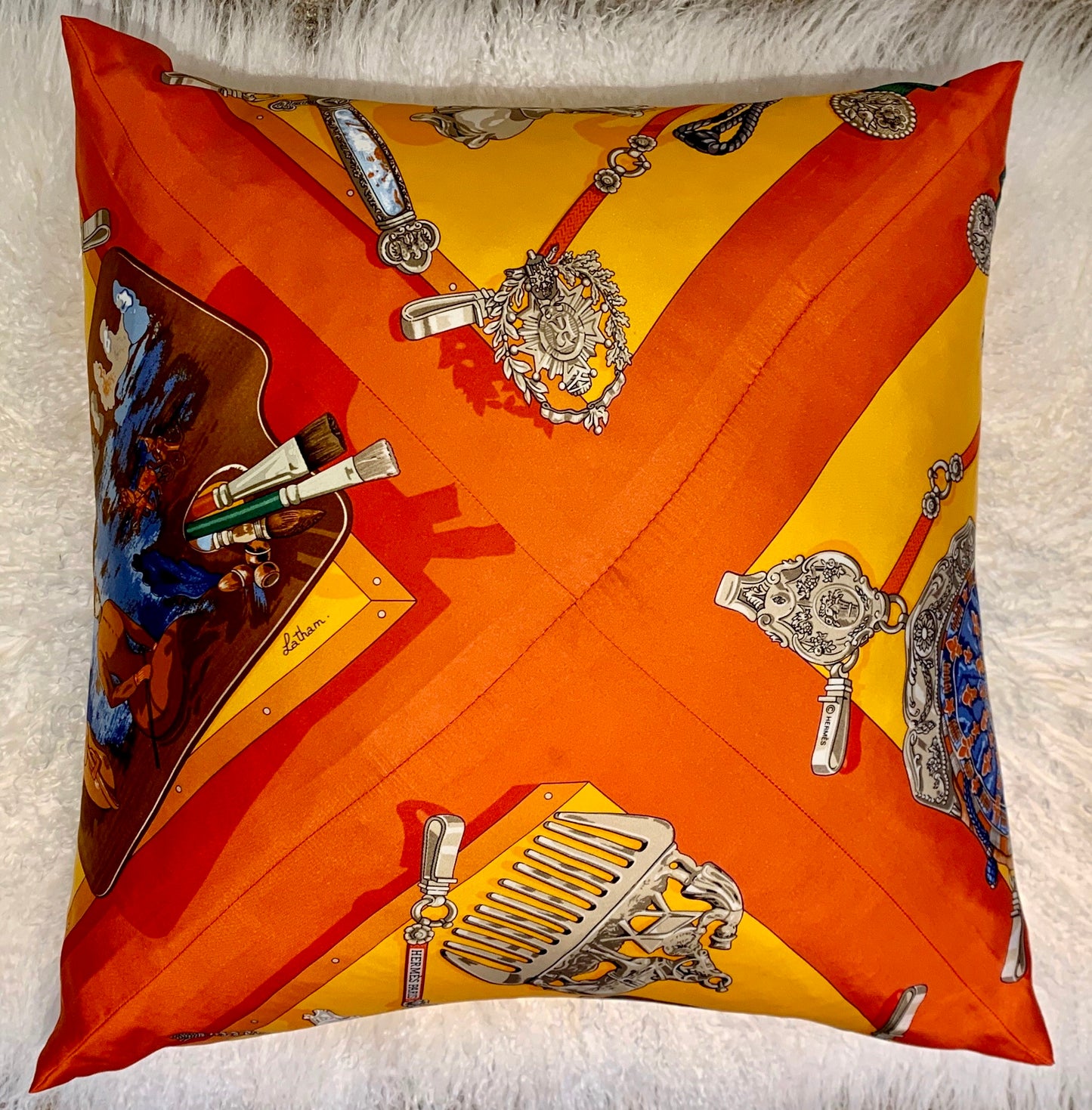 Authentic Hermes Silk Pillow