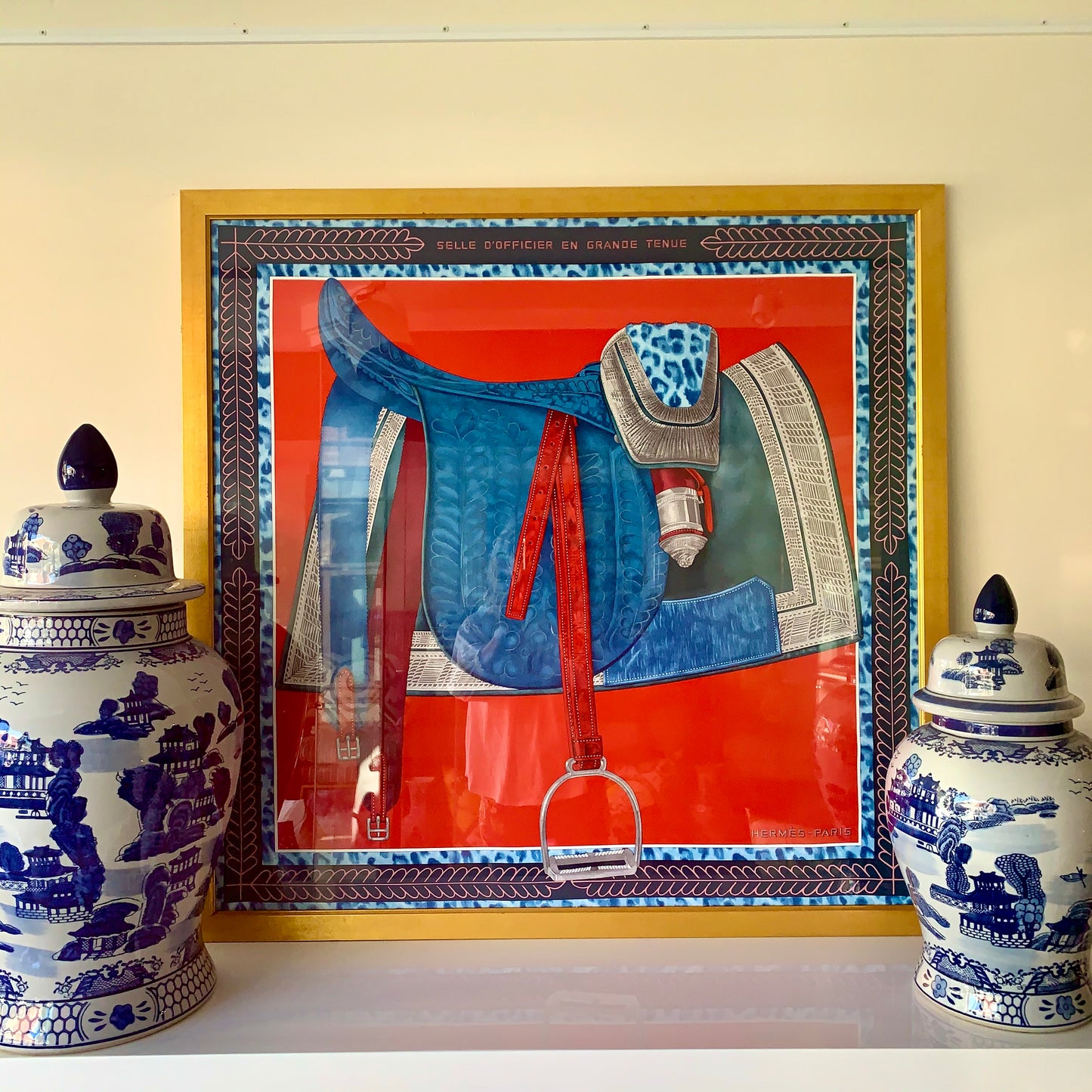 Framed Authentic Hermès Scarf