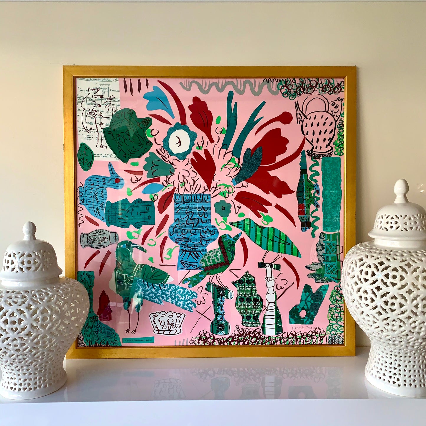 Framed Authentic Hermès Scarf