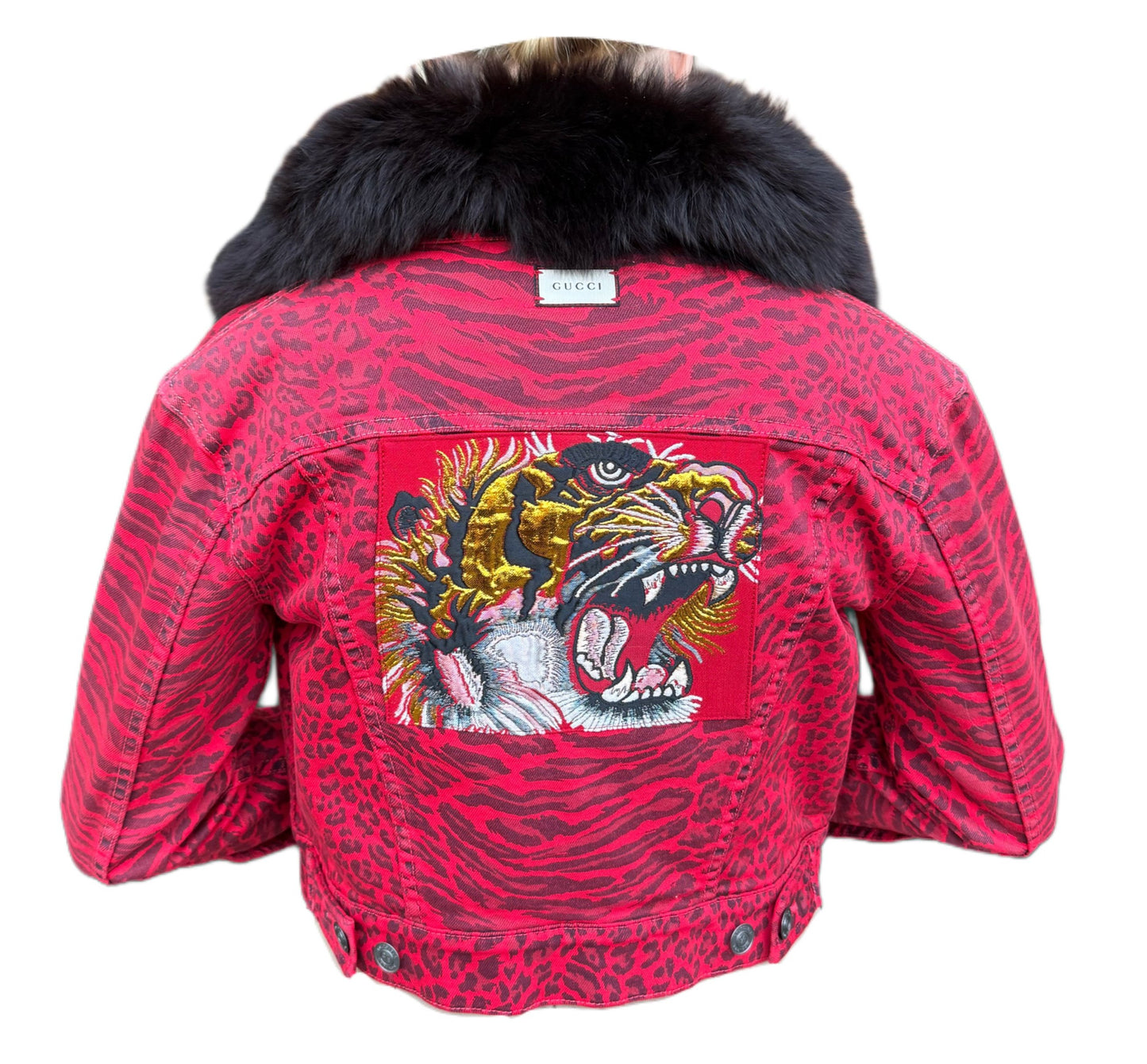 Authentic Gucci Metallic Tiger Jacket with Christian Dior Fur