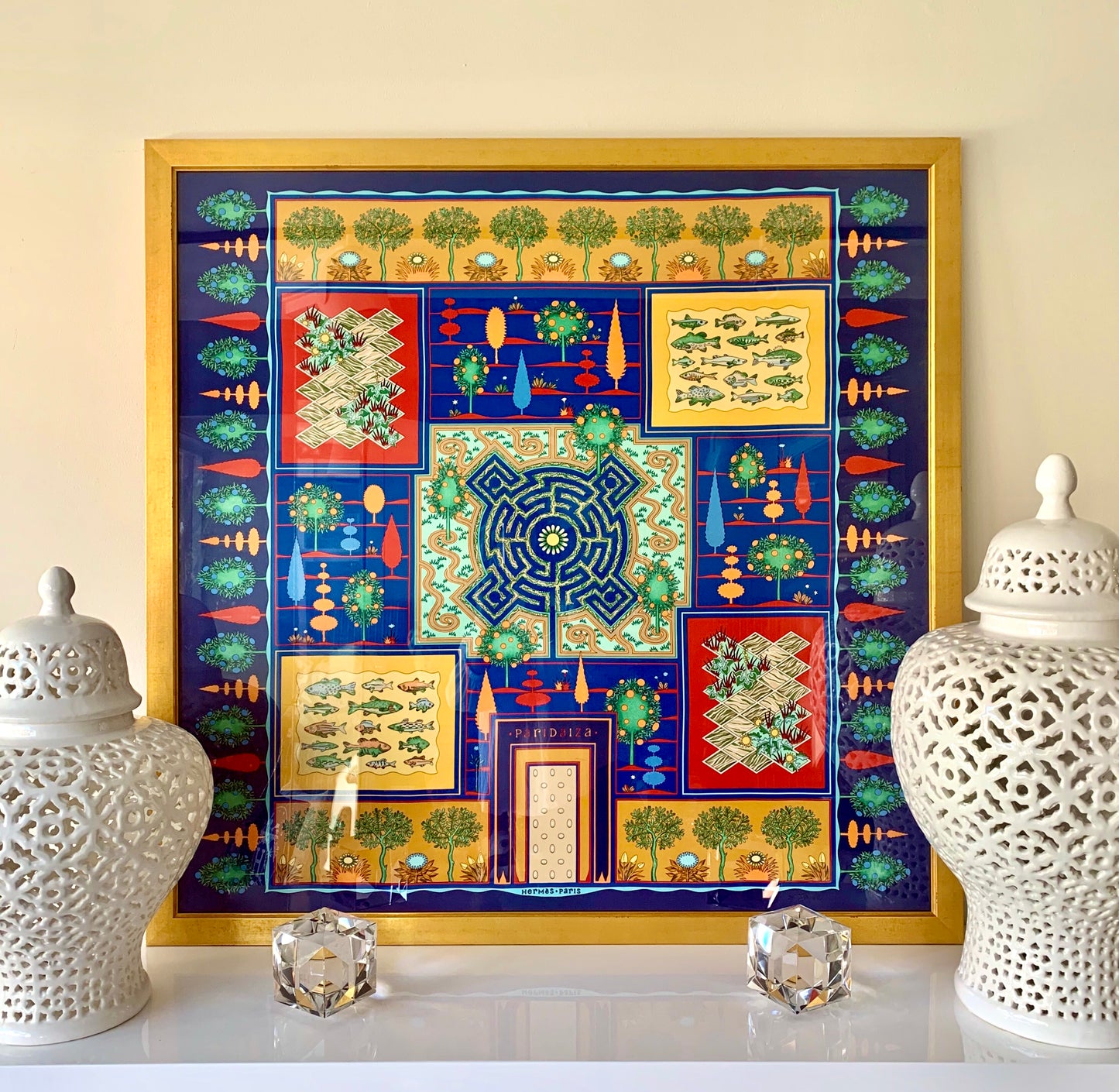 Framed Authentic Hermès Scarf